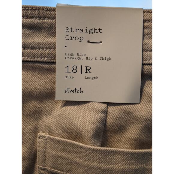 High Rise Straight Leg Ankle Pants Cropped Capris A New Day Light Brown 18 Flat - Picture 3 of 7